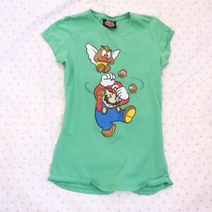 y2k super mario graphic t shirt green goomba nintendo tee